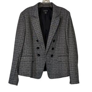 Kasper Black and White Checkered Open Front Blazer